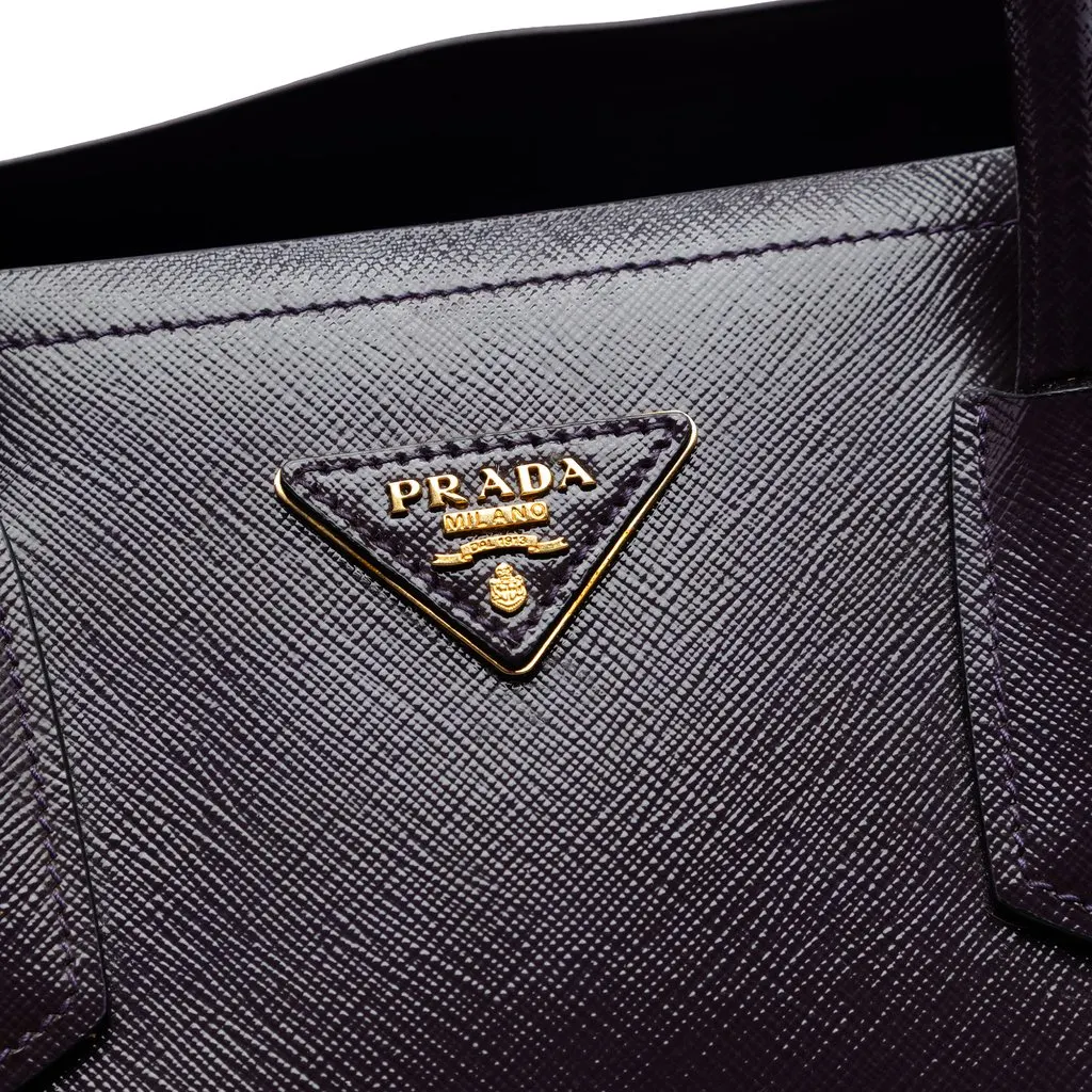 Prada Medium Saffiano Cuir Double Satchel Purple Leather Very good - Box View