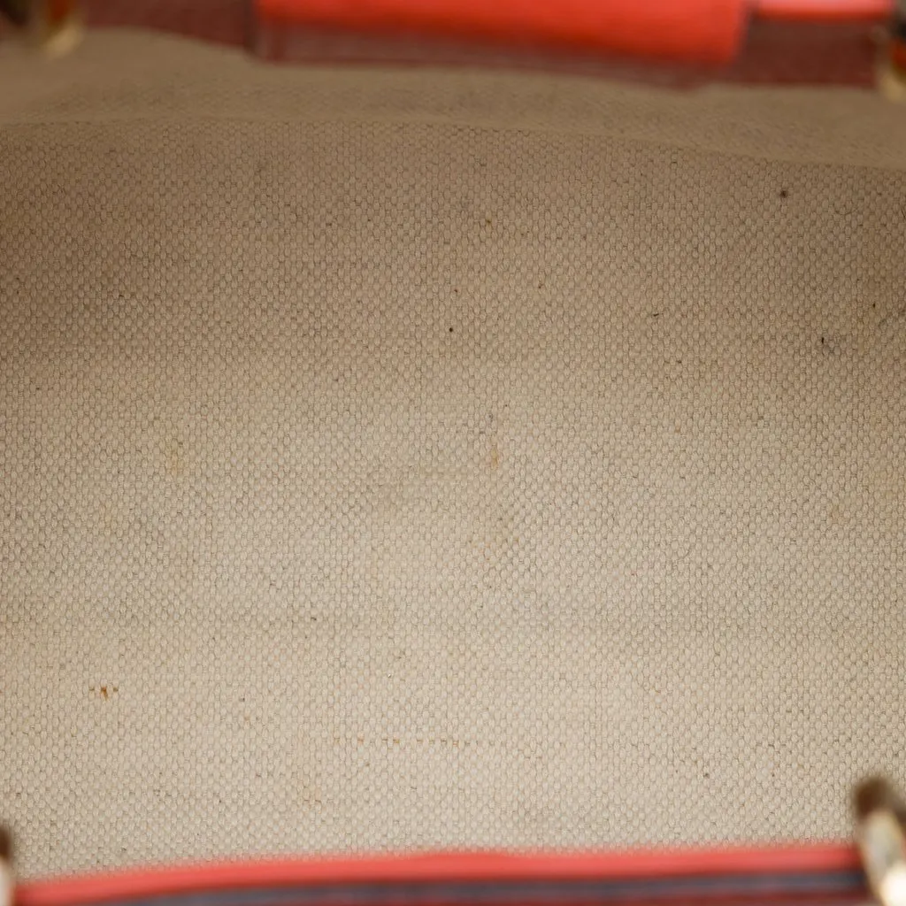 Gucci Mini Calfskin Bamboo Shopper Satchel Orange Leather Very good - Model View