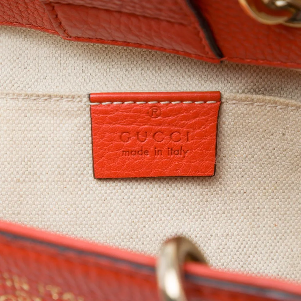 Gucci Mini Calfskin Bamboo Shopper Satchel Orange Leather Very good - Box View