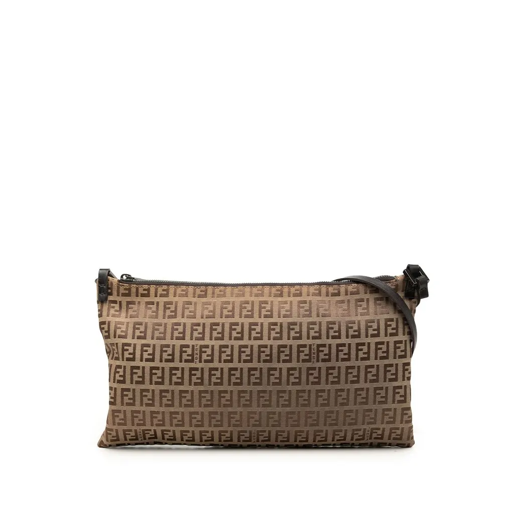 Fendi Zucchino Canvas Crossbody Brown Canvas Very good - Front View