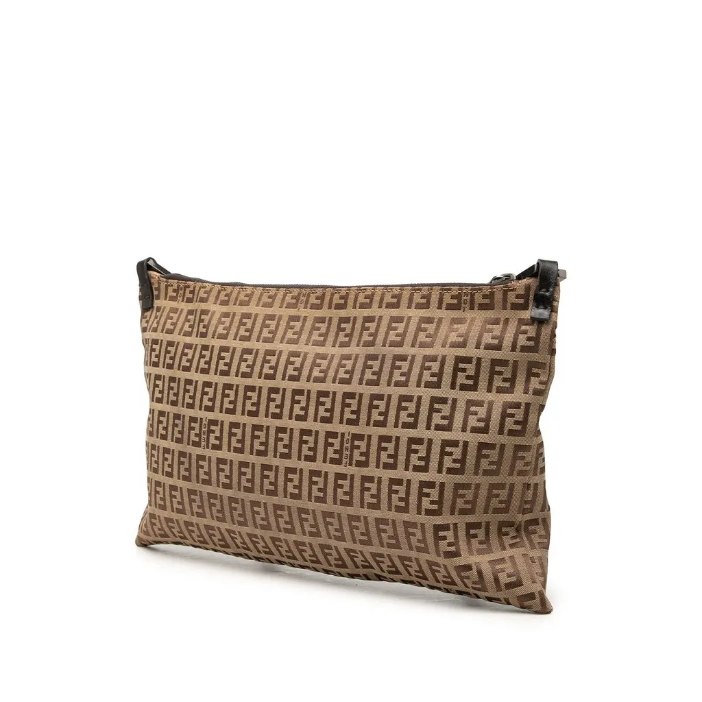 Fendi Zucchino Canvas Crossbody Brown Canvas Very good - Back View