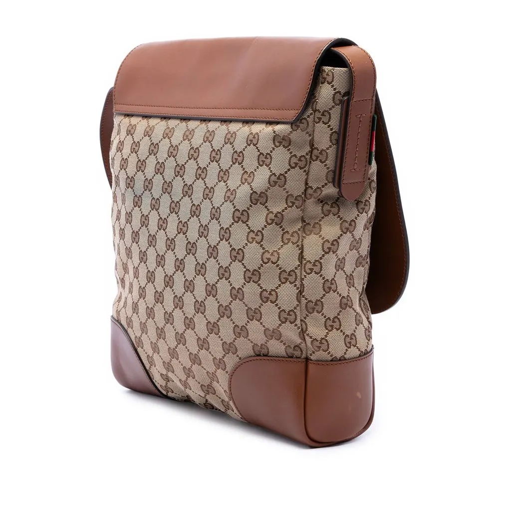 Gucci GG Canvas and Calfskin Crossbody Beige Good - Back View