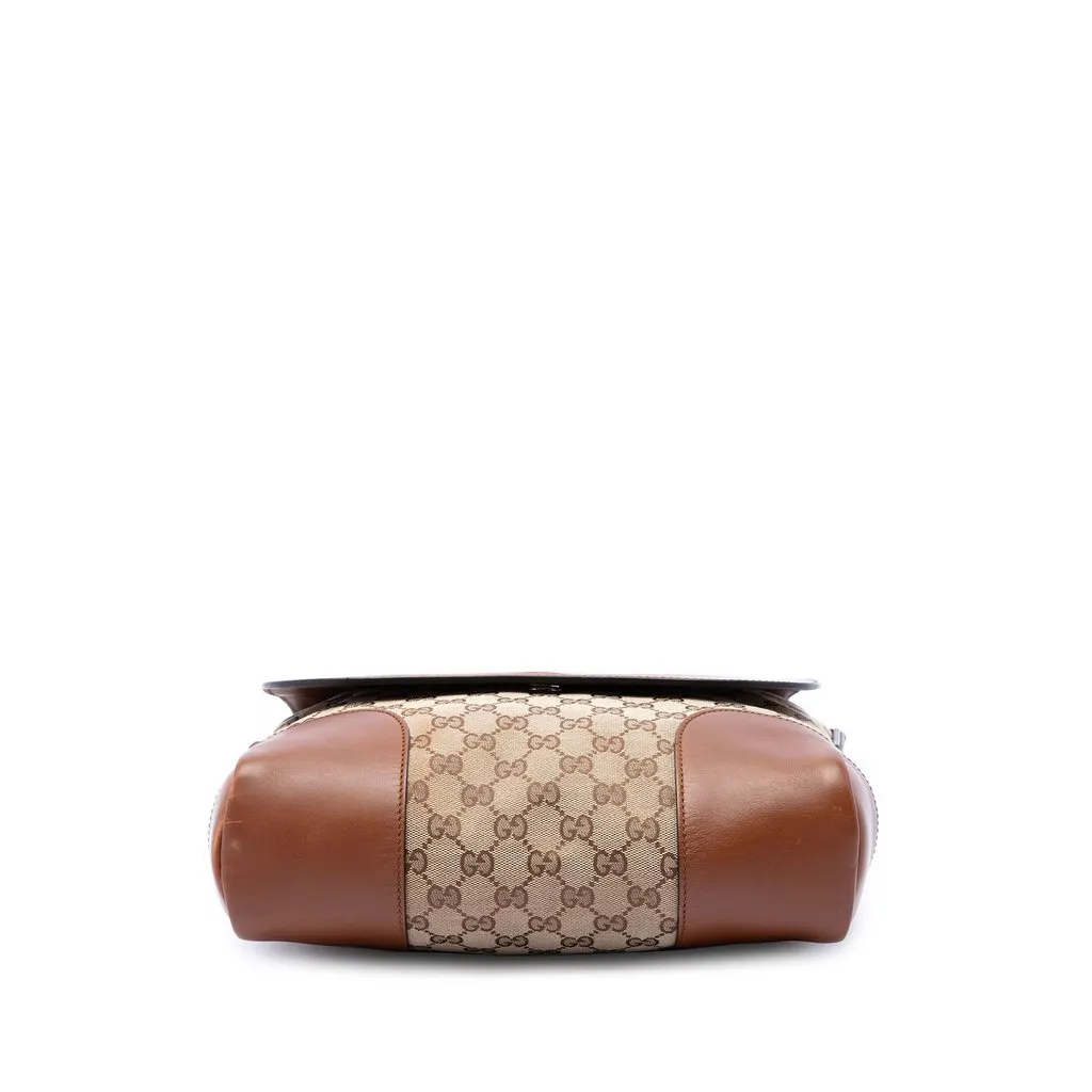 Gucci GG Canvas and Calfskin Crossbody Beige Good - Inside View