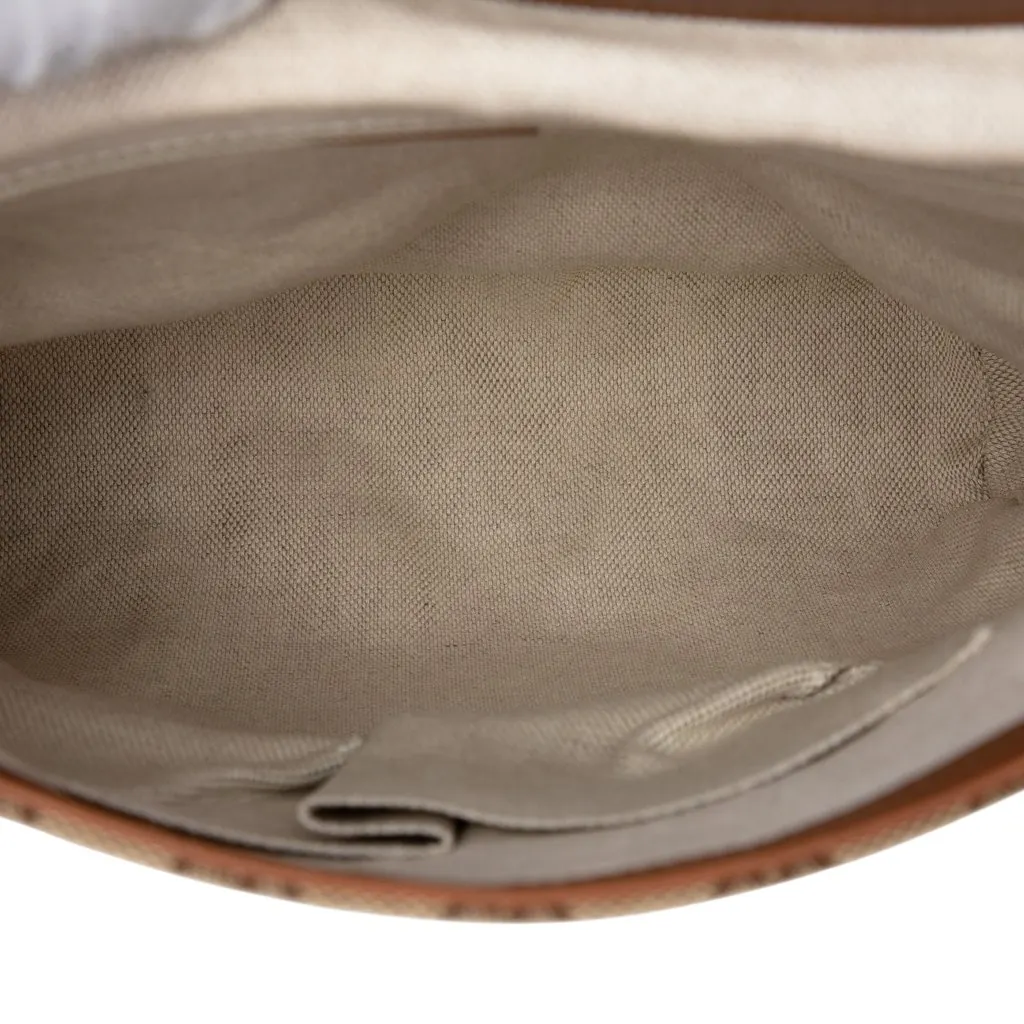 Gucci GG Canvas and Calfskin Crossbody Beige Good - Model View