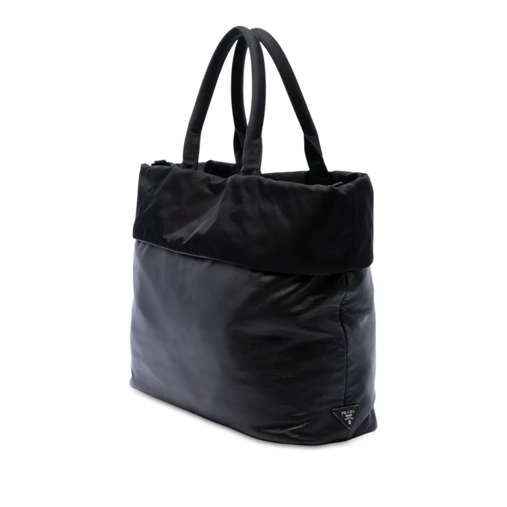 Prada Tessuto and Nappa Reversible Satchel Black Leather Very good - Back View