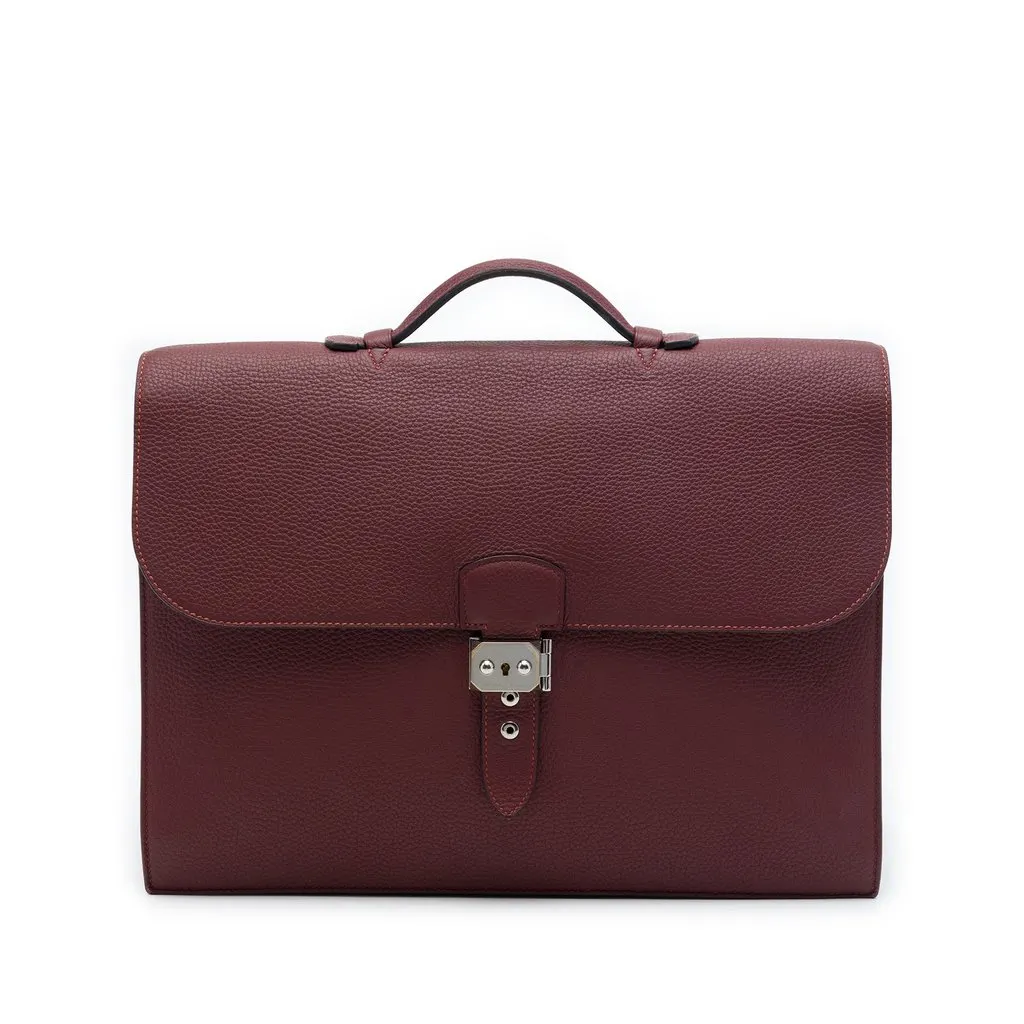 Hermès Clemence Sac A Depeches 38 Red Leather Very good - Front View