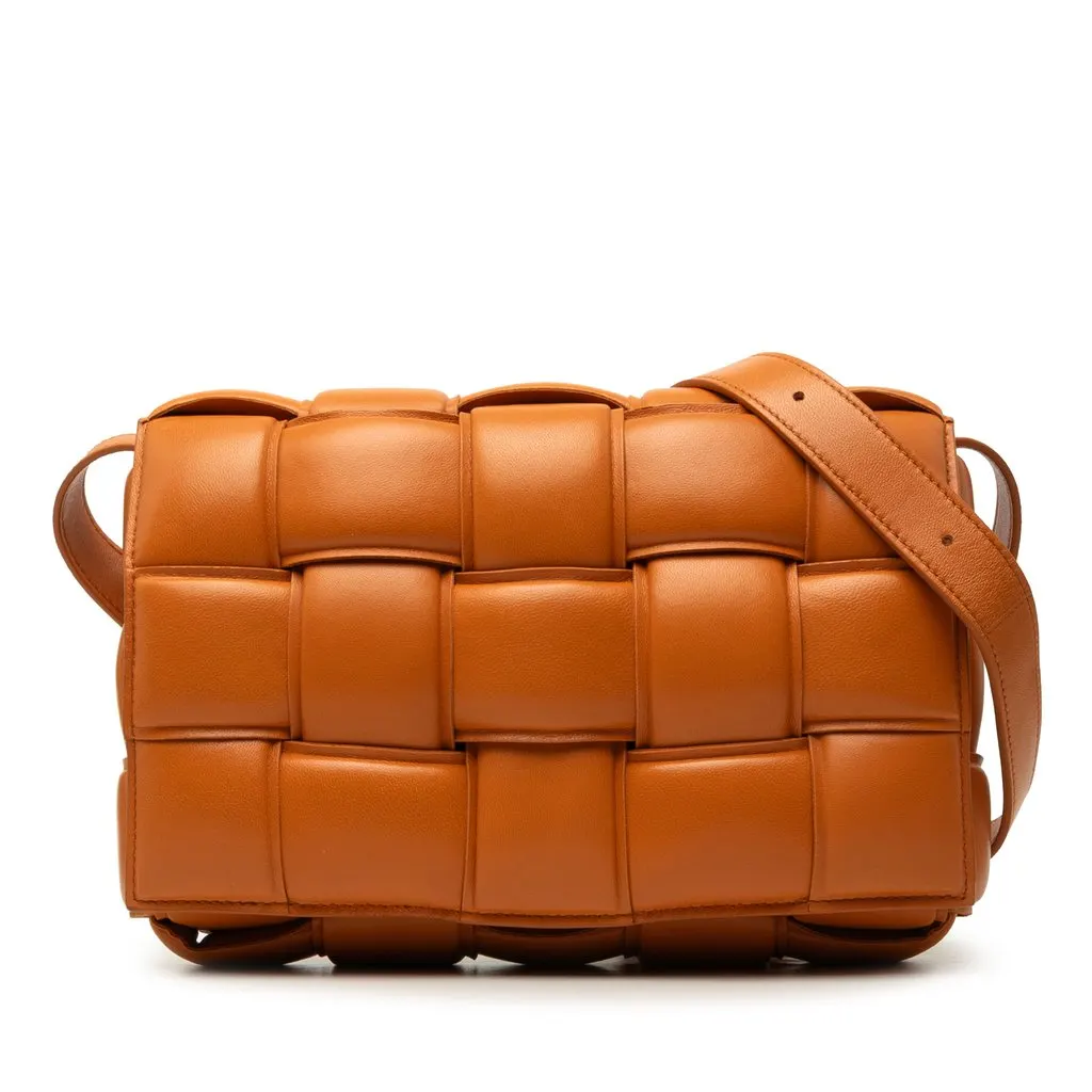 Bottega Veneta Nappa Intrecciato Padded Cassette Crossbody Orange Leather Very good - Front View