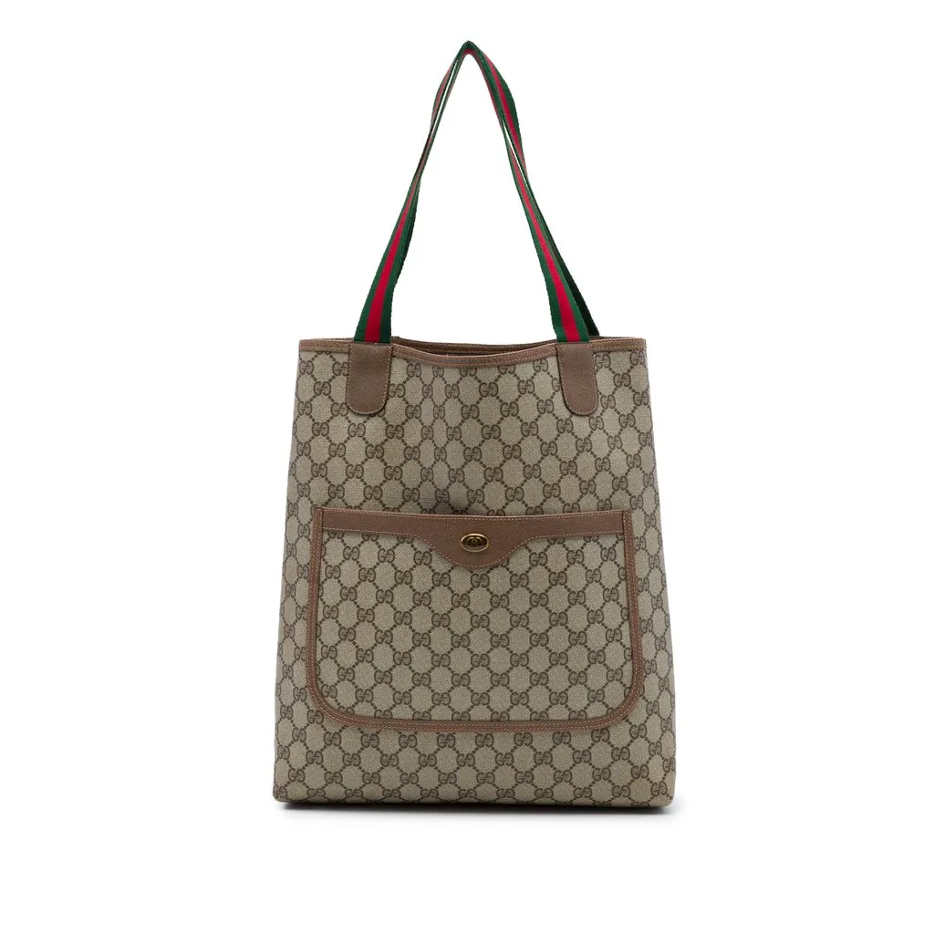 Gucci GG Supreme Web Tote Beige Canvas Very good - Front View