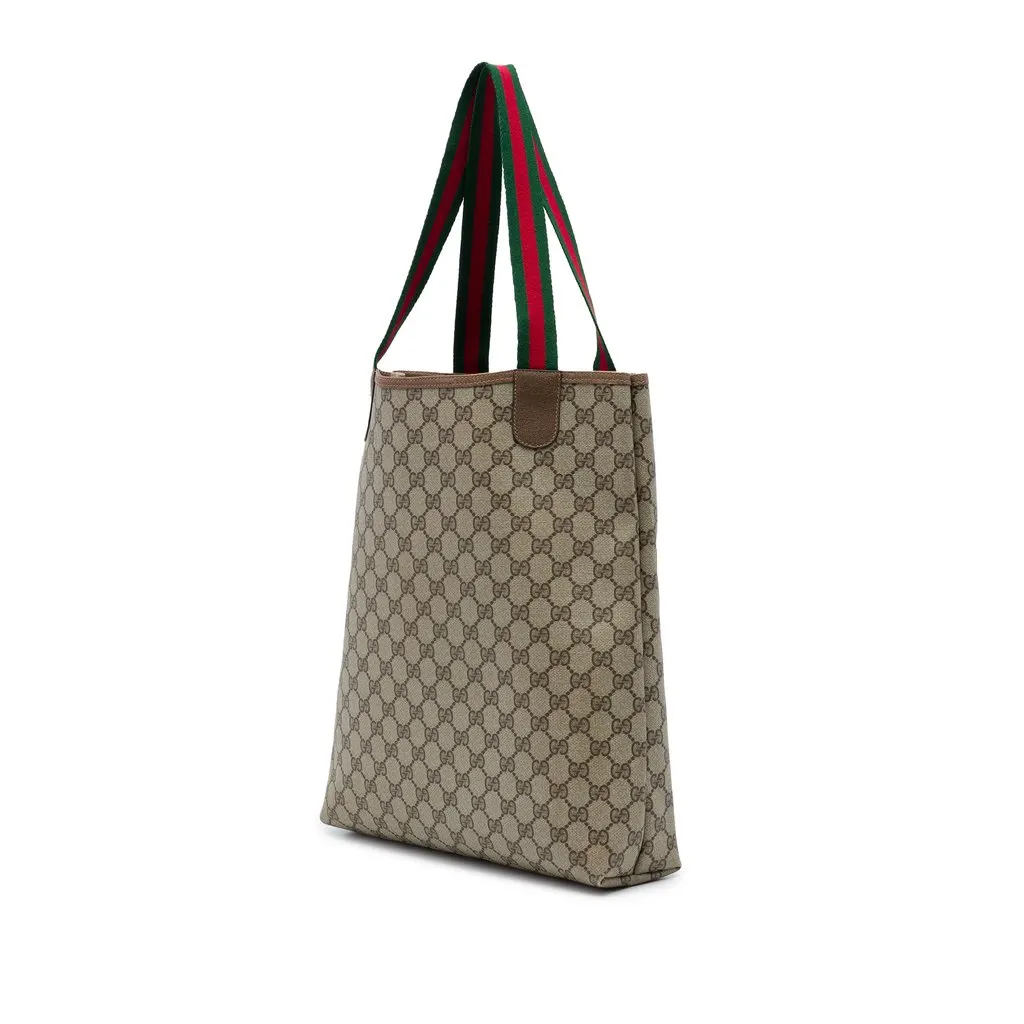 Gucci GG Supreme Web Tote Beige Canvas Very good - Back View