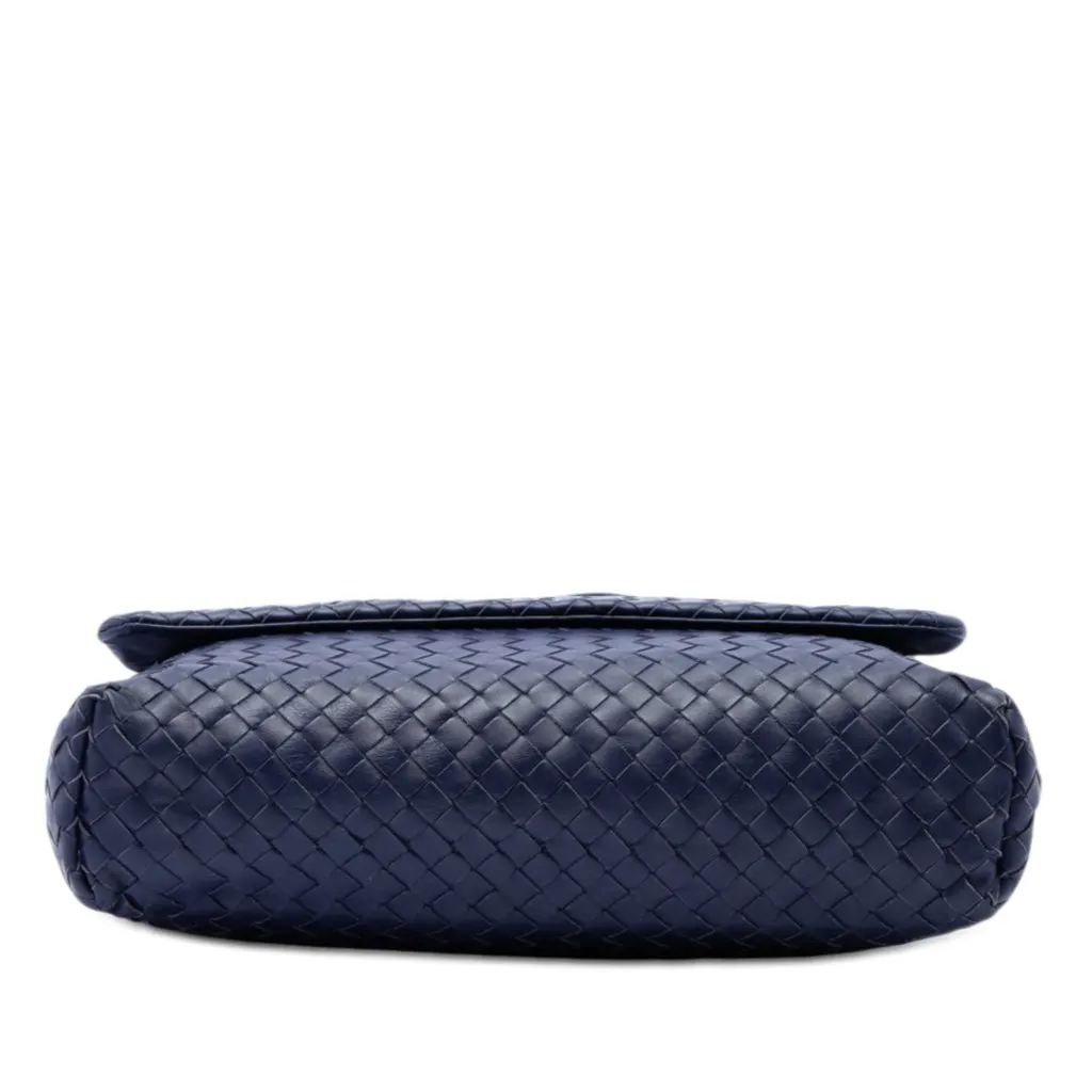Bottega Veneta Nappa Intrecciato Flap Crossbody Blue Leather Very good - Inside View