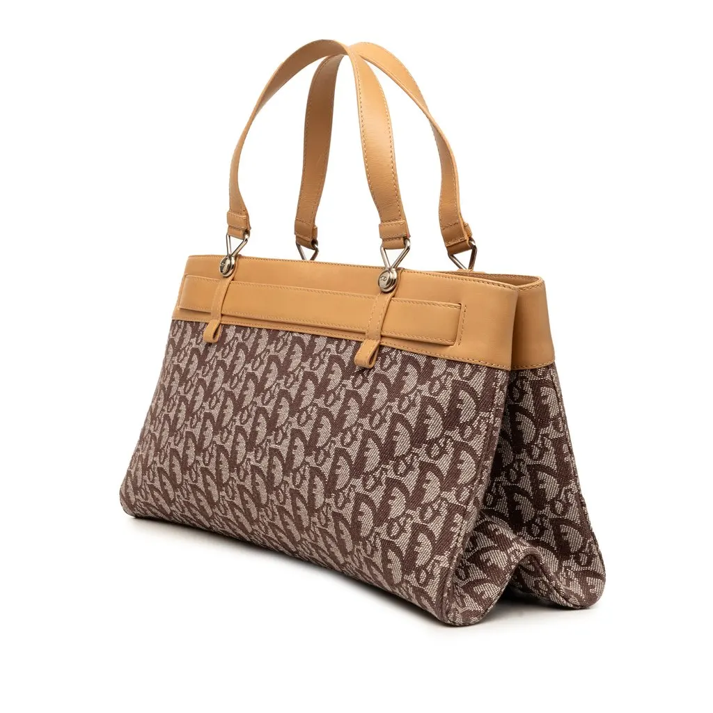 Dior Diorissimo Trotter Canvas Jeans Pocket Tote Brown Good - Back View