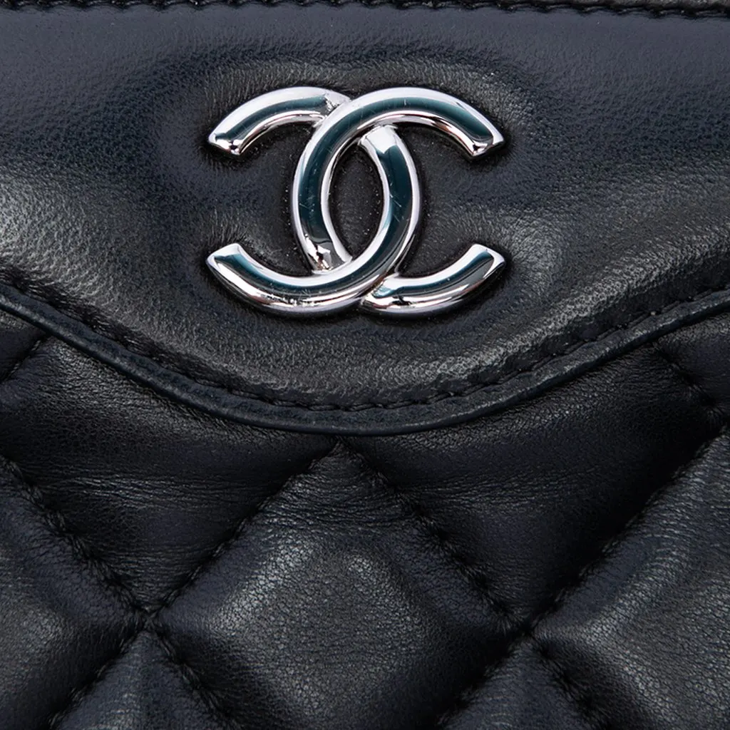 Chanel CC Quilted Lambskin Frame Clutch Black Leather Very good - Box View