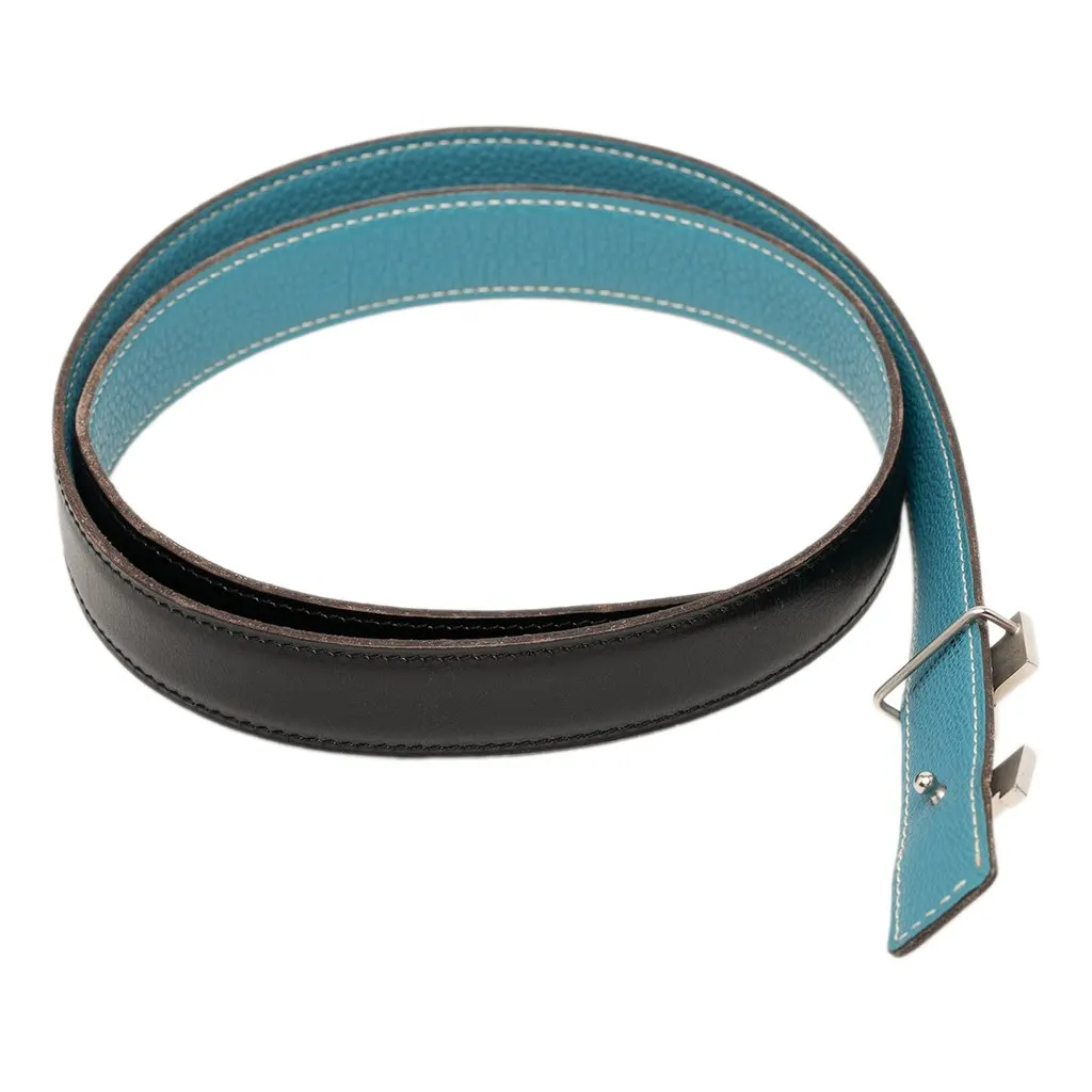 Hermès Box Calf and Togo Constance H Reversible Belt Black Leather Very good - Model View