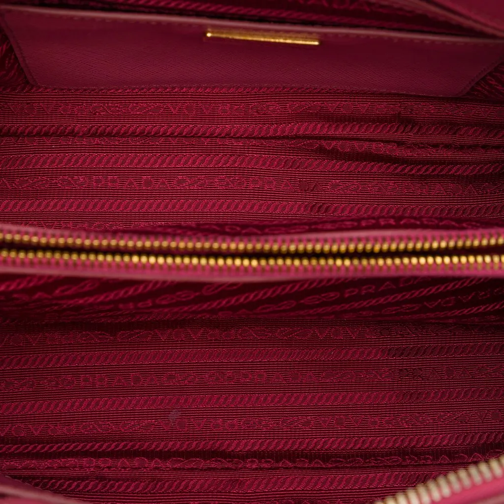 Prada Medium Saffiano Lux Promenade Satchel Pink Leather Good - Model View