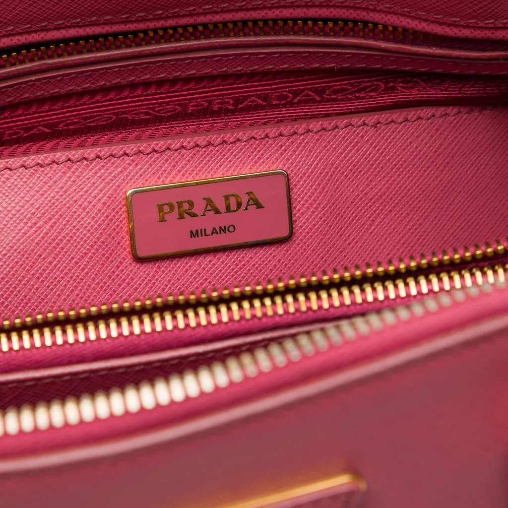 Prada Medium Saffiano Lux Promenade Satchel Pink Leather Good - Box View