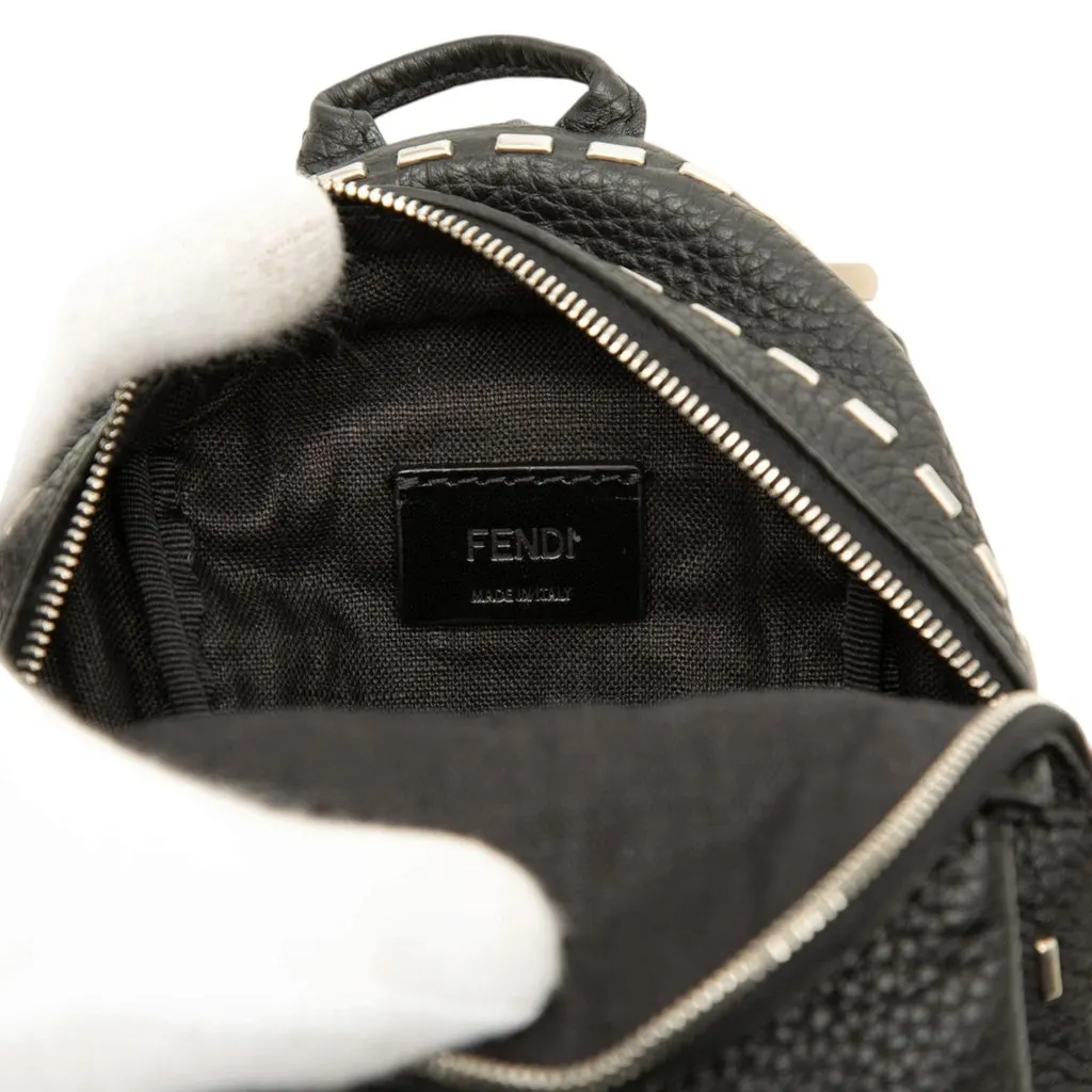 Fendi Studded Selleria Backpack Key Chain and Bag Charm Black Leather Good - Box View