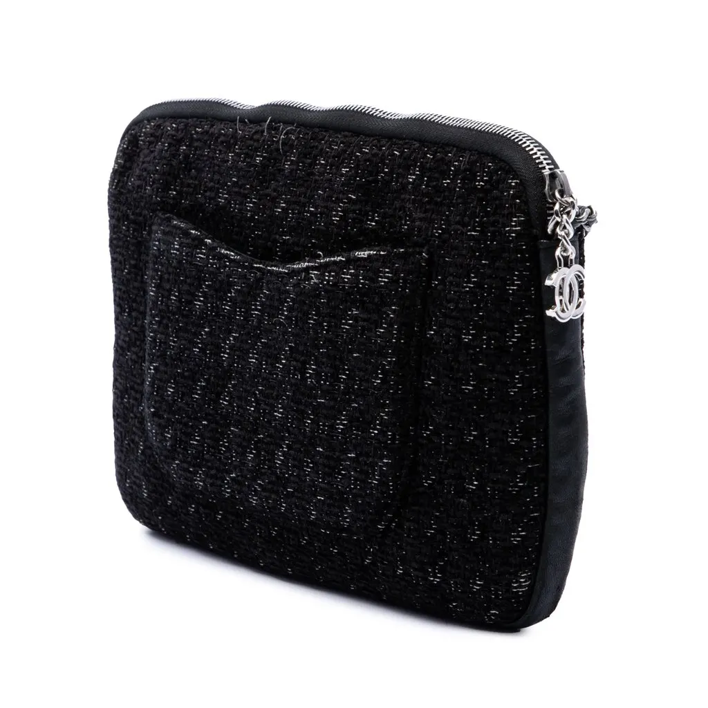 Chanel Limited Edition Tweed Girl Jacket Clutch on Chain Black Very good - Back View
