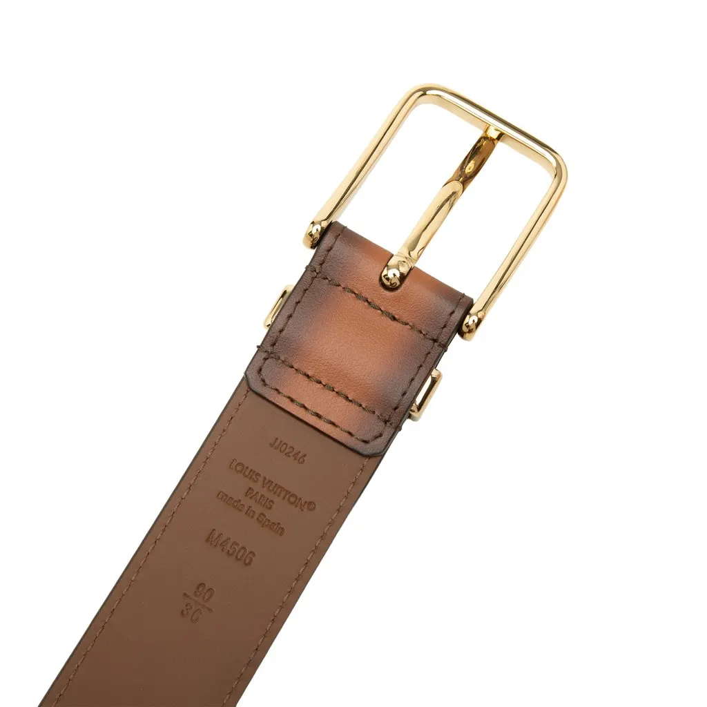 Louis Vuitton Patinated Calfskin Pont Neuf Belt Brown Leather Very good - Model View