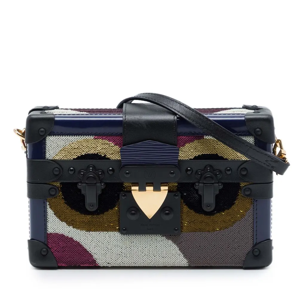 Louis Vuitton Multicolor Sequin Night Bird Petite Malle Blue Leather Very good - Front View