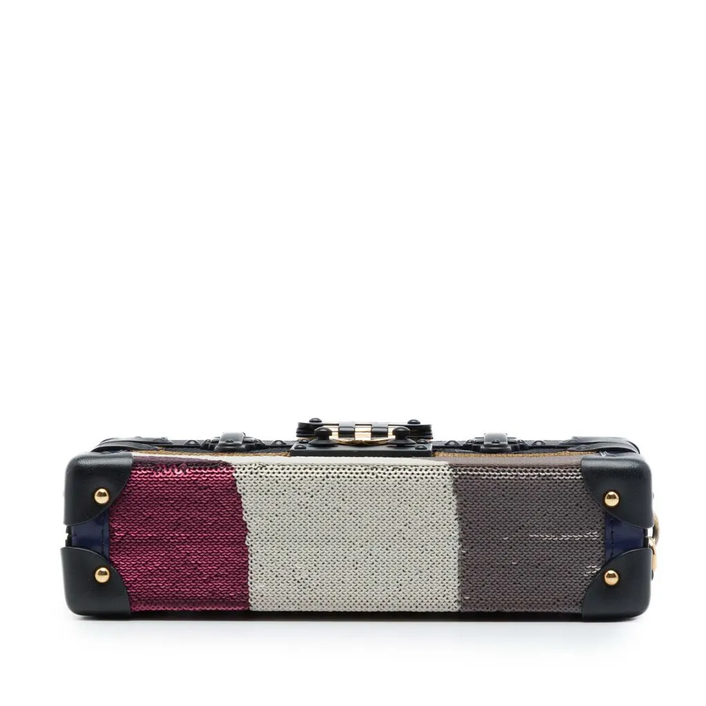 Louis Vuitton Multicolor Sequin Night Bird Petite Malle Blue Leather Very good - Inside View