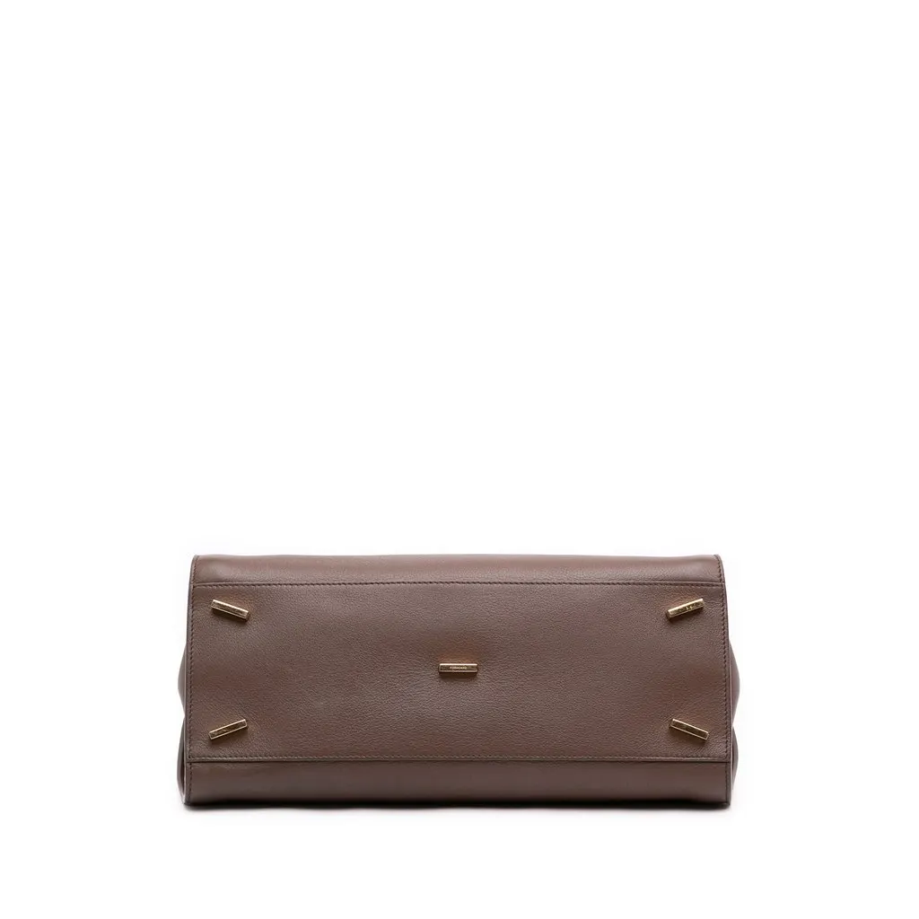 Salvatore Ferragamo Medium Bicolor Calfskin Hug Satchel Brown Leather Very good - Inside View