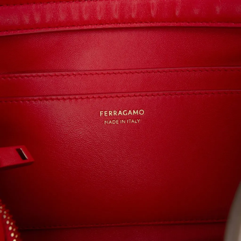 Salvatore Ferragamo Medium Bicolor Calfskin Hug Satchel Brown Leather Very good - Box View