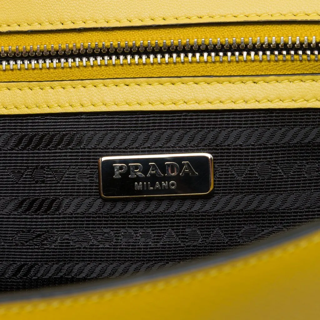 Prada Saffiano Lux Sound Lock Crossbody Yellow Leather Very good - Box View