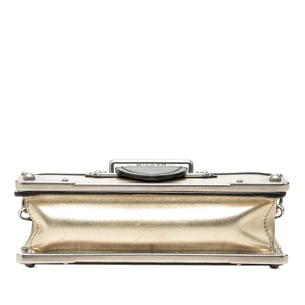Prada Saffiano Trimmed Metallic Vitello Cahier Bag Gold Leather Good - Inside View
