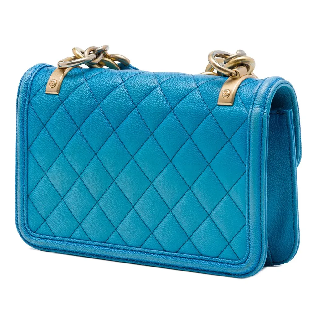 Chanel Small Quilted Caviar Sunset On The Sea Flap Blue Leather Very good - Back View