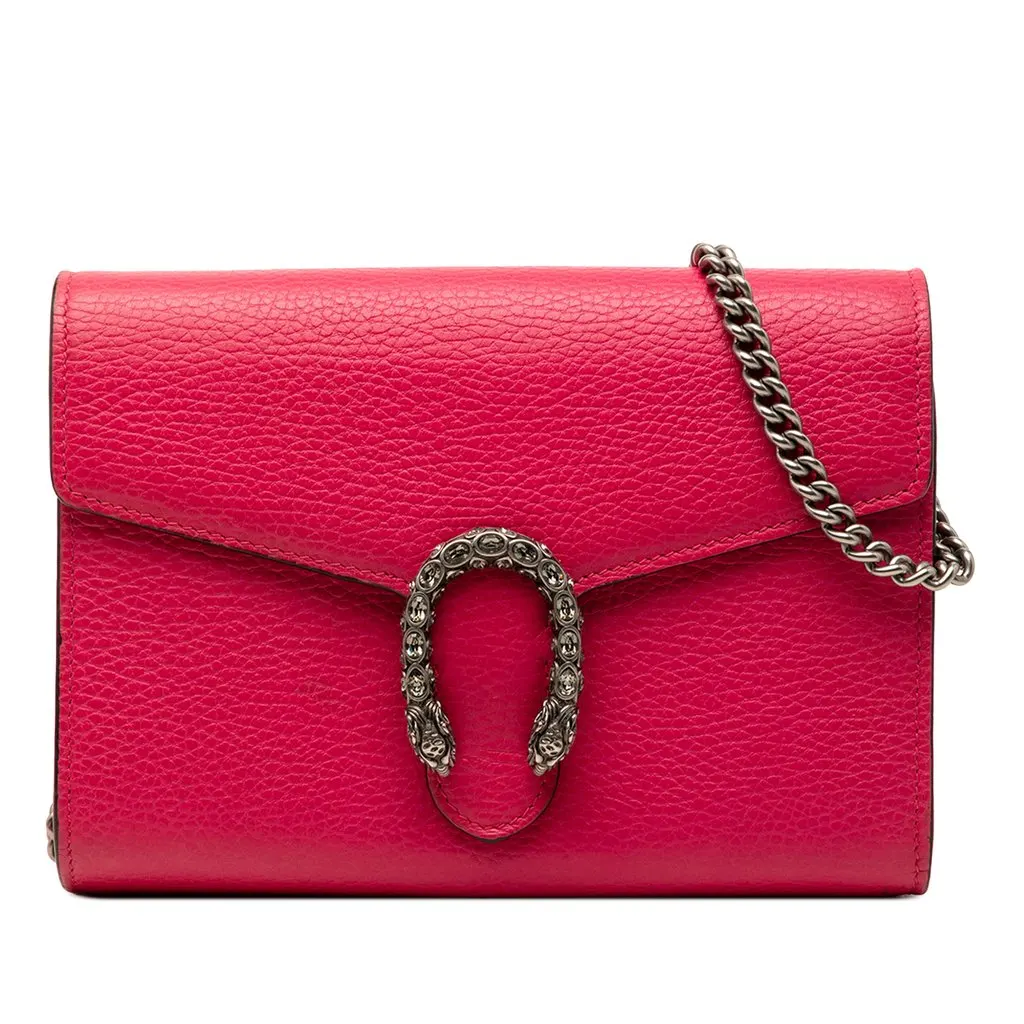 Gucci Calfskin Dionysus Wallet on Chain Pink Leather Very good - Front View