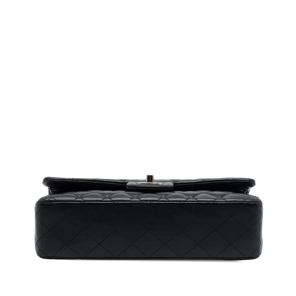 Chanel Medium Classic Lambskin Double Flap Black Leather Good - Inside View