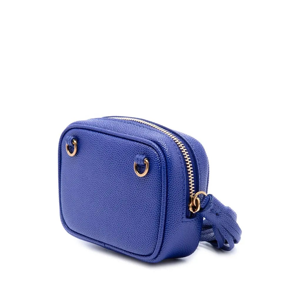 Saint Laurent Baby Chevron Grain De Poudre Monogram Lou Camera Bag Blue Leather Very good - Back View