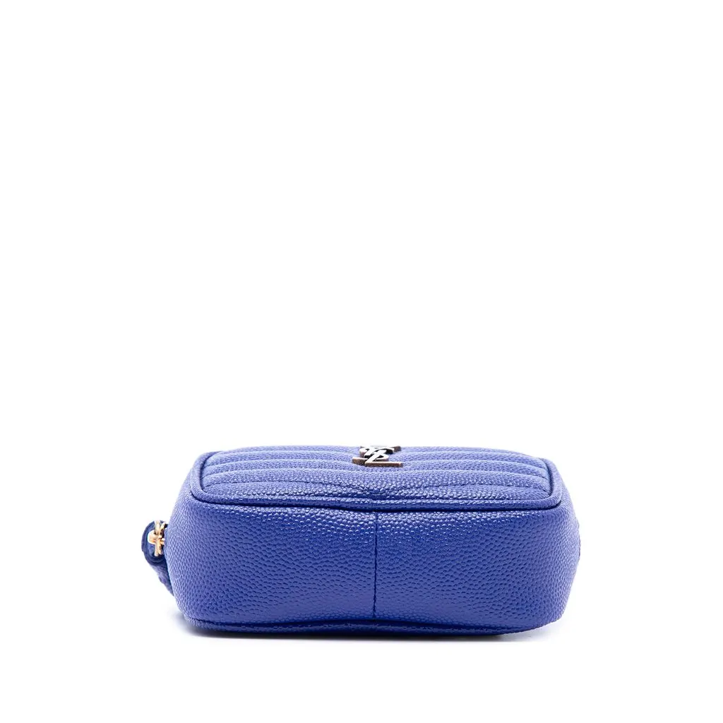 Saint Laurent Baby Chevron Grain De Poudre Monogram Lou Camera Bag Blue Leather Very good - Inside View