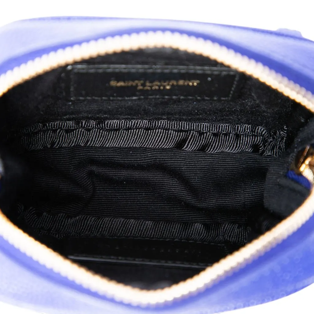 Saint Laurent Baby Chevron Grain De Poudre Monogram Lou Camera Bag Blue Leather Very good - Model View