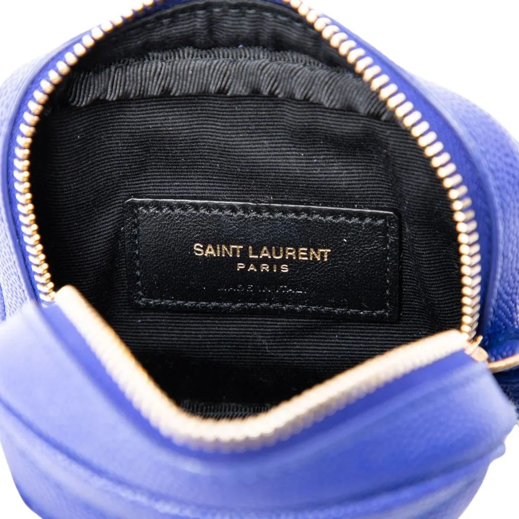 Saint Laurent Baby Chevron Grain De Poudre Monogram Lou Camera Bag Blue Leather Very good - Box View
