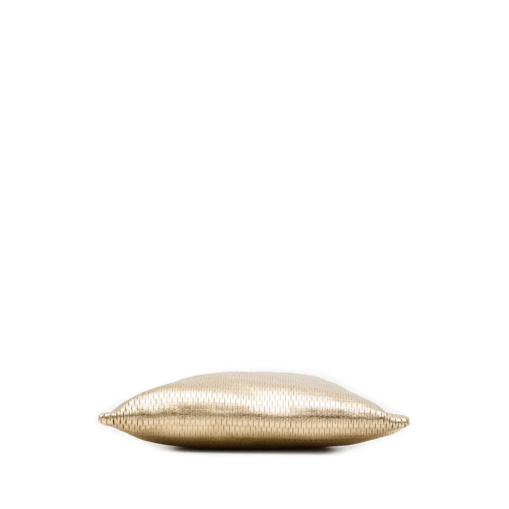 Prada Metallic Calfskin Woven Slit Patterned Handbag Gold Leather Good - Inside View