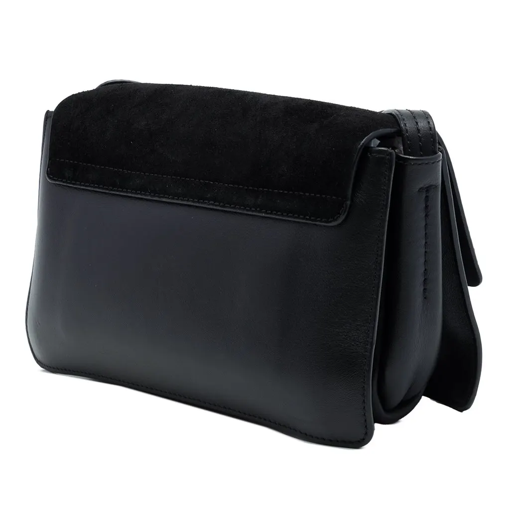 Chloé Small Suede and Calfskin Faye Crossbody Black Suede Good - Back View