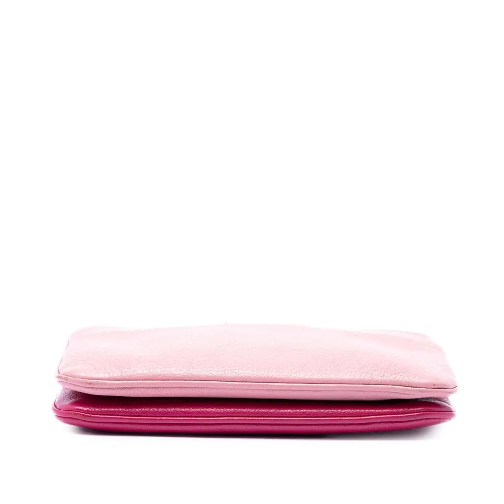 Miu Miu Bicolor Goatskin Madras Double Zip Crossbody Pink Leather Very good - Inside View