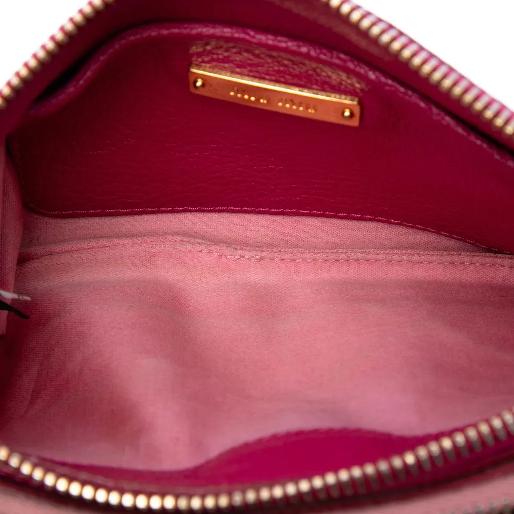 Miu Miu Bicolor Goatskin Madras Double Zip Crossbody Pink Leather Very good - Model View