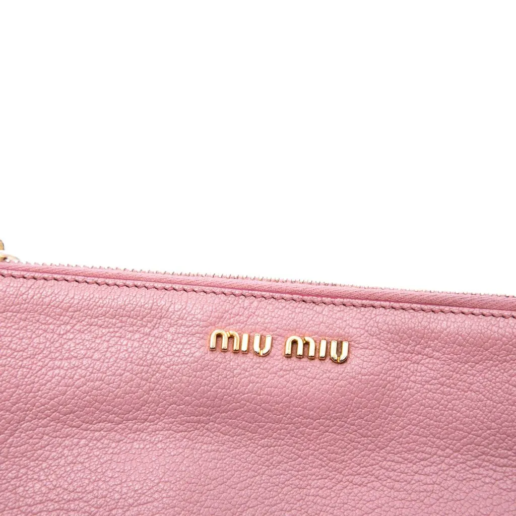 Miu Miu Bicolor Goatskin Madras Double Zip Crossbody Pink Leather Very good - Box View