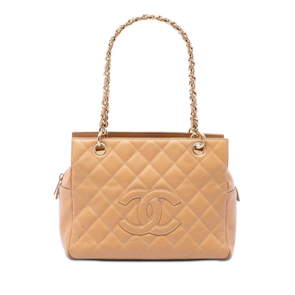 Chanel Petite Caviar Timeless Tote Beige Leather Very good - Front View