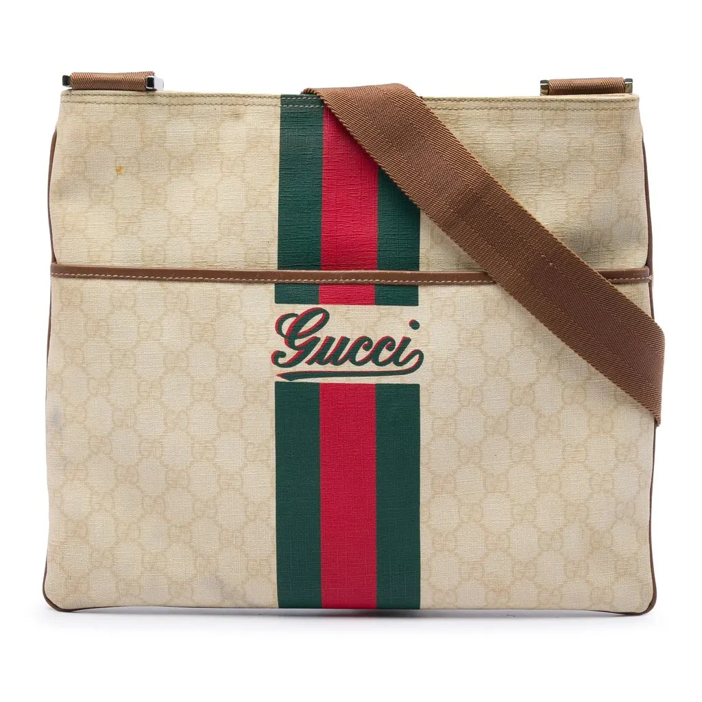 Gucci GG Supreme Web Logo Crossbody White Very good - Front View