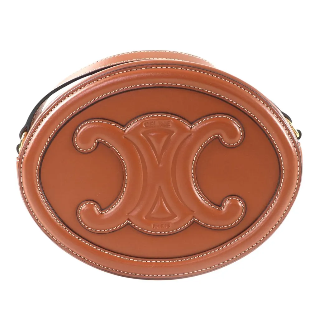 Celine Calfskin Cuir Triomphe Oval Crossbody Brown Leather Very good - Front View
