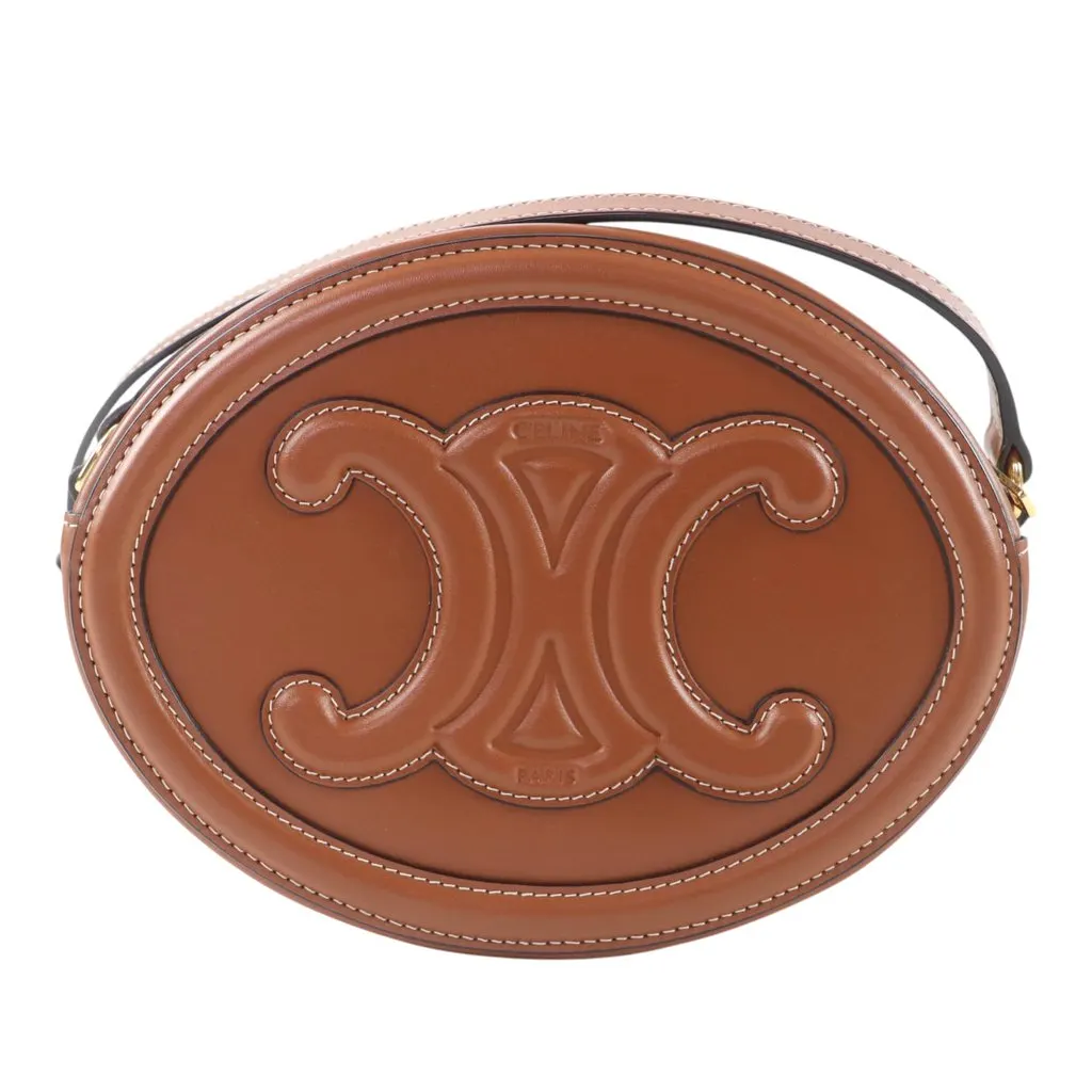 Celine Calfskin Cuir Triomphe Oval Crossbody Brown Leather Very good - Back View