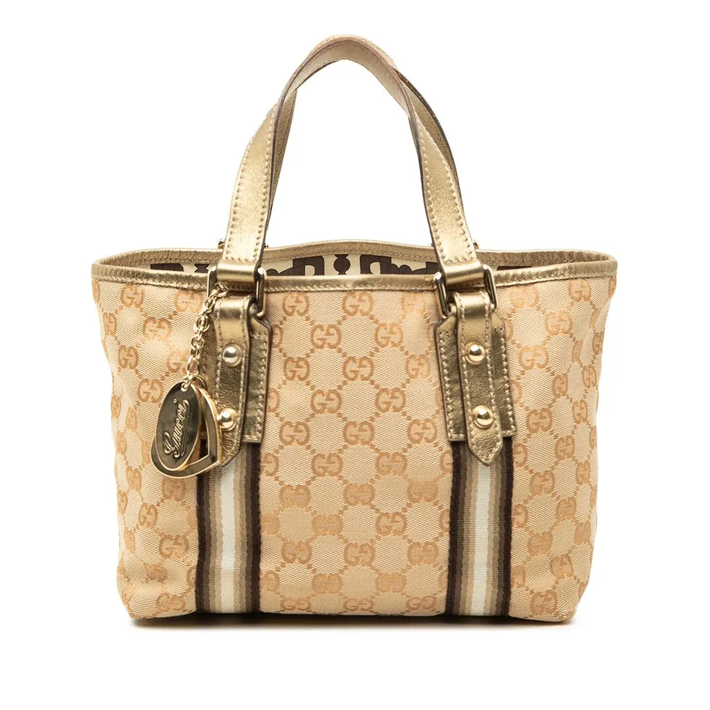 Gucci GG Canvas Jolicoeur Handbag Beige Canvas Good - Front View