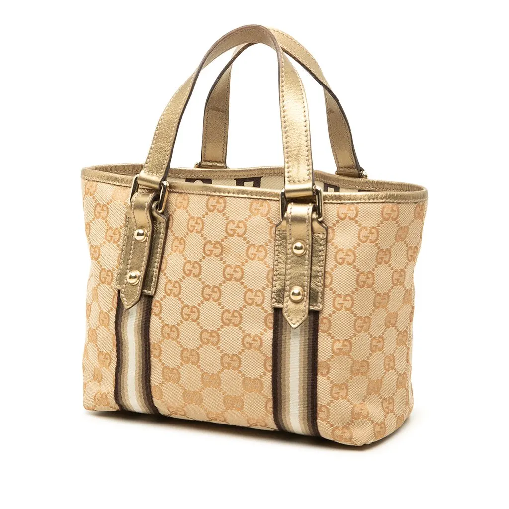 Gucci GG Canvas Jolicoeur Handbag Beige Canvas Good - Back View
