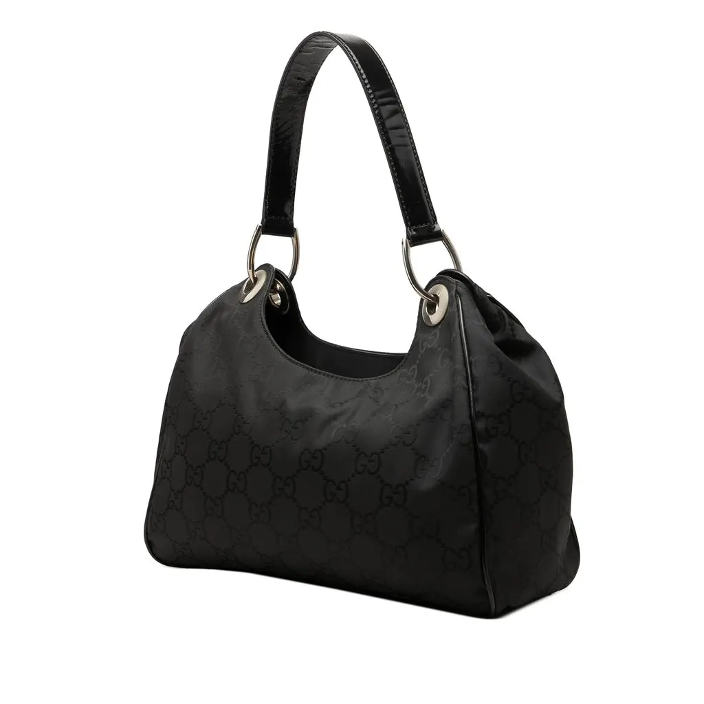 Gucci GG Nylon Shoulder Bag Black Polyamide Very good - Back View