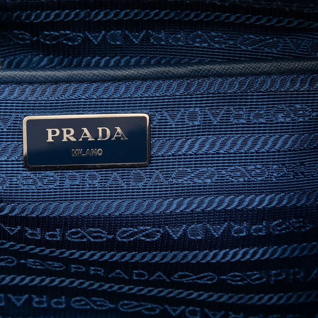 Prada Impuntu Tessuto Chain Shoulder Bag Blue Very good - Box View