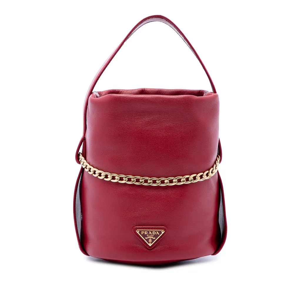 Prada Mini Nappa Petit Sac Bucket Bag Red Leather Very good - Front View