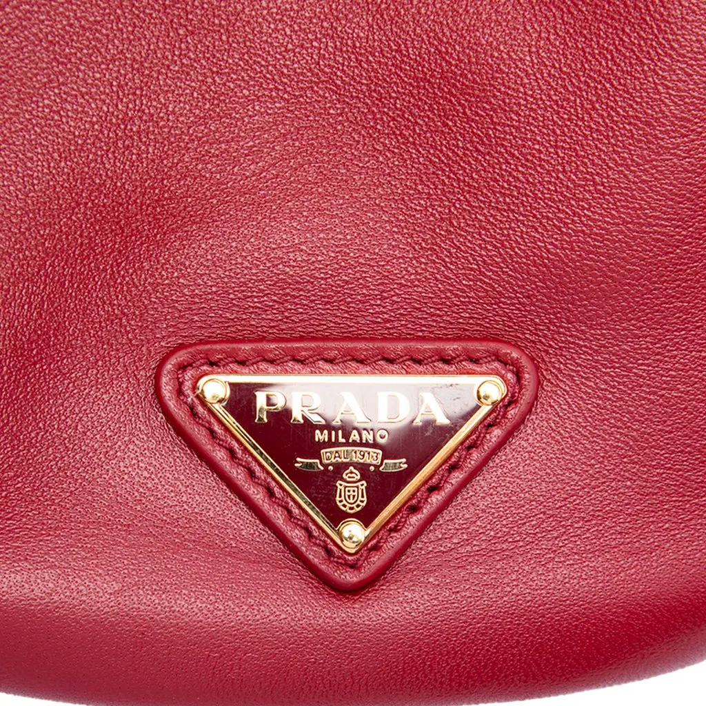 Prada Mini Nappa Petit Sac Bucket Bag Red Leather Very good - Box View
